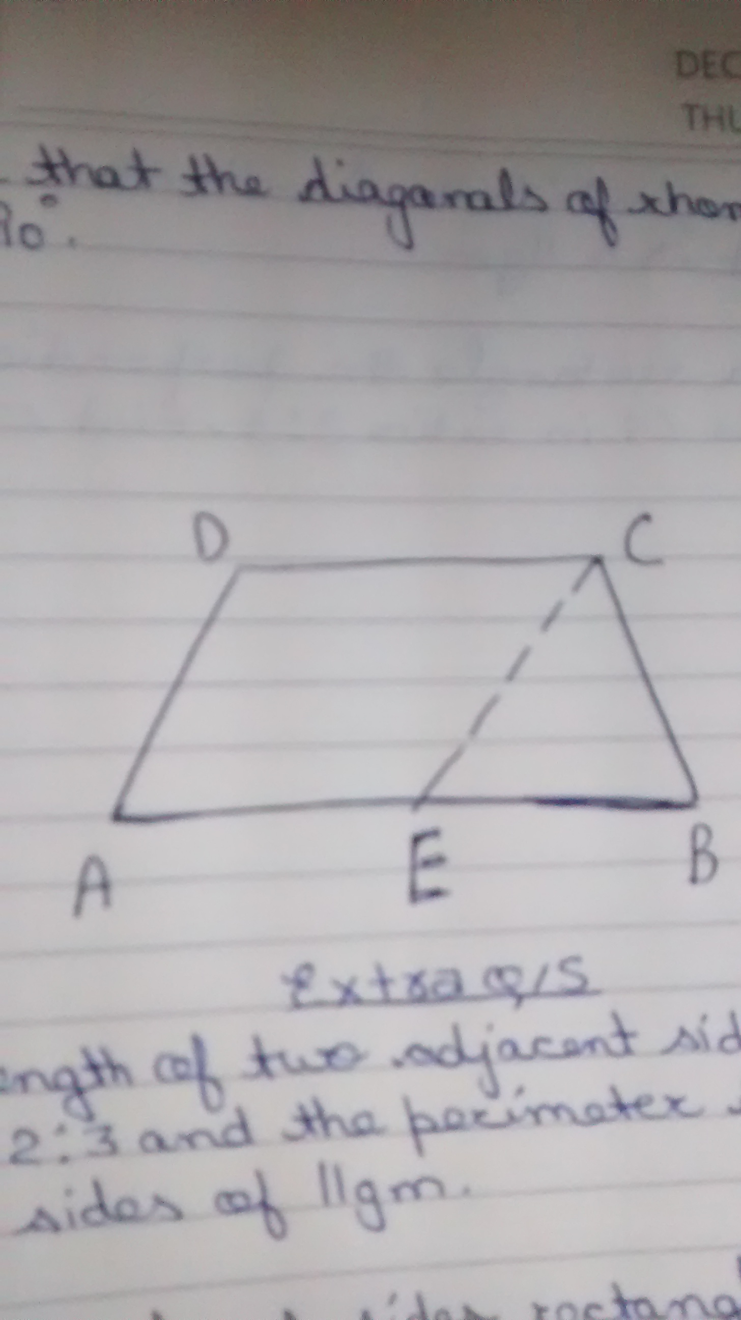 Abcd Is A Trep With Ab Dc And Ad Bc If Ad Is Parallel To Ce And